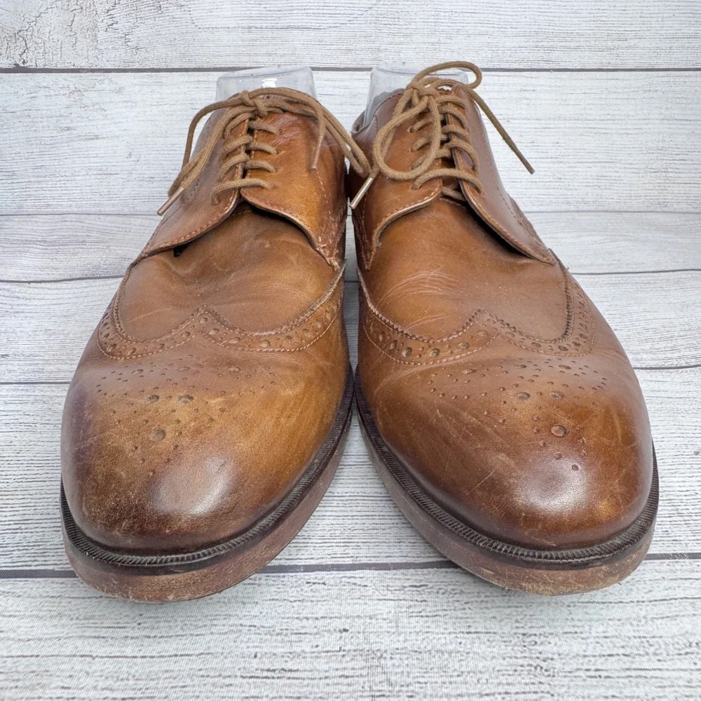 Cole Haan Grand OS‎ Mens 13 M Tan Brown Leather Wingtip Derby Shoes C24168